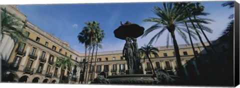 Framed Fountain in front of a palace, Placa Reial, Barcelona, Catalonia, Spain Print