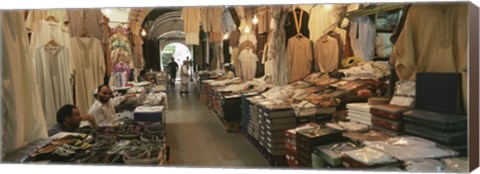 Framed Clothing stores in a market, Souk Al-Liffa, Tripoli, Libya Print