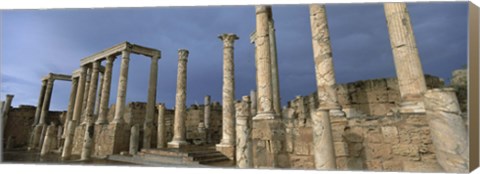 Framed Columns of buildings in an old ruined Roman city, Leptis Magna, Libya Print