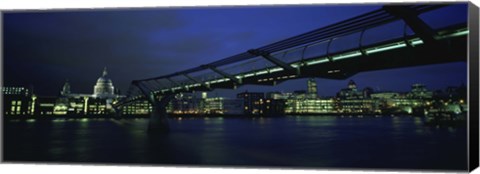 Framed Low angle view of a bridge across a river, Millennium Bridge, Thames River, London, England Print