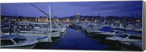 Framed Boats docked at a port, Old Port, Marseille, Bouches-Du-Rhone, Provence-Alpes-Cote Daze, France Print