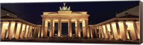 Framed Low angle view of a gate lit up at night, Brandenburg Gate, Berlin, Germany Print