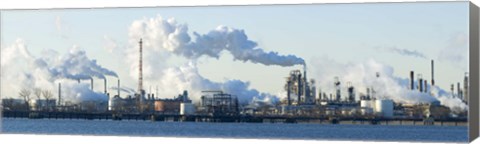 Framed Oil refinery at the waterfront, Delaware River, New Jersey, USA Print