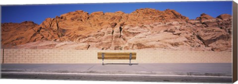 Framed Bench in front of rocks, Red Rock Canyon State Park, Nevada, USA Print