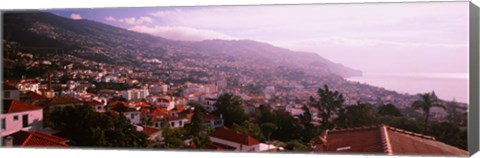 Framed High angle view of a town, Fortela de Pico, The Pico Forte, Funchal, Madeira, Portugal Print