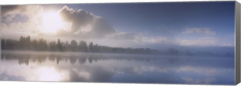 Framed Panoramic view of a river at dawn, Vuoski River, Imatra, Finland Print