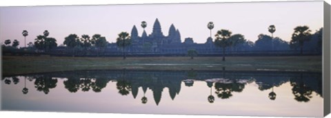 Framed Reflection of temples and palm trees in a lake, Angkor Wat, Cambodia Print