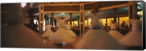 Framed Dervishes dancing at a ceremony, Istanbul, Turkey Print