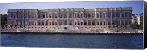 Framed Facade of a palace at the waterfront, Ciragan Palace Hotel Kempinski, Bosphorus, Istanbul, Turkey Print