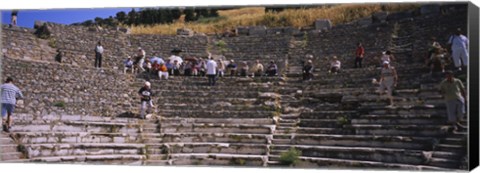 Framed Tourists at old ruins of an amphitheater, Odeon, Ephesus, Turkey Print