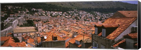 Framed High angle view of a city as seen from Southwest side of city wall, Dubrovnik, Croatia Print