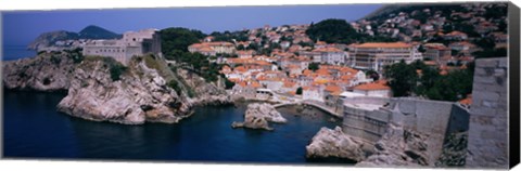 Framed Town at the waterfront, Lovrijenac Fortress, Bokar Fortress, Dubrovnik, Croatia Print