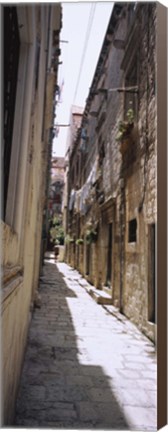 Framed Buildings along an alley in old city, Dubrovnik, Croatia Print