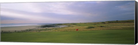 Framed Golf flag on a golf course, Royal Porthcawl Golf Club, Porthcawl, Wales Print