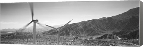 Framed Wind turbines on a landscape Print
