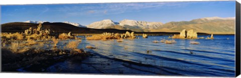 Framed Lake with mountains in the background, Mono Lake, Eastern Sierra, Californian Sierra Nevada, California, USA Print