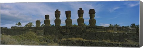 Framed Moai statues in a row, Rano Raraku, Easter Island, Chile Print