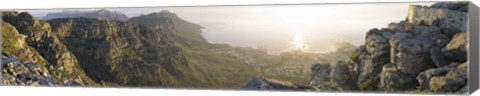 Framed High angle view of a coastline, Camps Bay, Table Mountain, Cape Town, South Africa Print