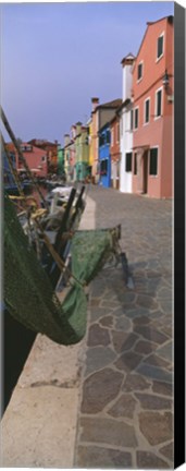 Framed Houses along a road, Burano, Venetian Lagoon, Italy Print