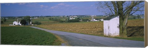 Framed Road through Amish Farms, Pennsylvania Print