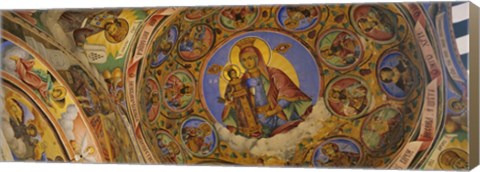 Framed Fresco on the ceiling of a monastery, Rila Monastery, Bulgaria Print