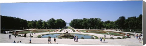 Framed Tourists around a fountain, Versailles, France Print