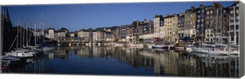 Framed Boats docked at a harbor, Honfleur, Normandy, France Print
