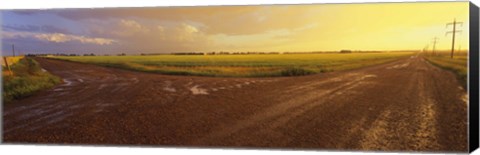 Framed Country crossroads passing through a landscape, Edmonton, Alberta, Canada Print