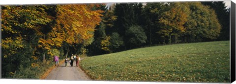 Framed Group of people walking on a walkway in a park, St. Peter, Black Forest, Baden-Wurttemberg, Germany Print