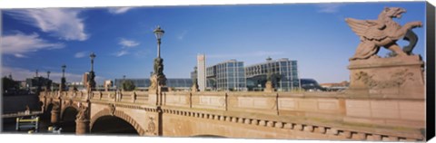 Framed Statue on an arch bridge, Moltke Bridge, Central Station, Berlin, Germany Print