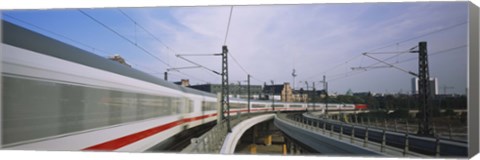 Framed Silver Train on railroad tracks, Central Station, Berlin, Germany Print