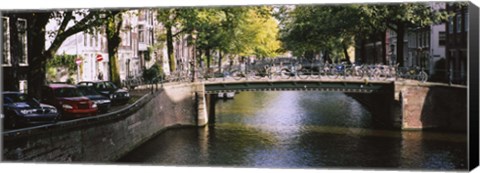 Framed Bridge across a channel, Amsterdam, Netherlands Print