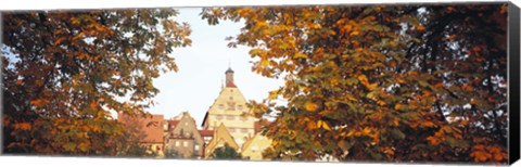 Framed Low angle view of buildings viewed through trees, Bietigheim, Baden-Wurttemberg, Germany Print