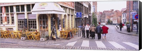 Framed Tourists walking on the street in a city, Ghent, Belgium Print