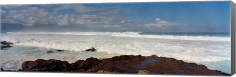 Framed Rock formations on the beach, Hookipa Beach, Maui, Hawaii, USA Print