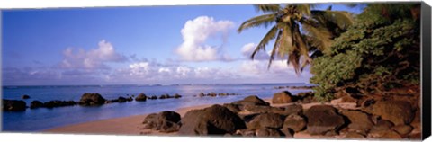 Framed Rocks on the beach, Anini Beach, Kauai, Hawaii, USA Print