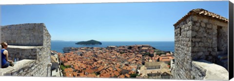 Framed Island in the sea, Adriatic Sea, Lokrum Island, Dubrovnik, Croatia Print