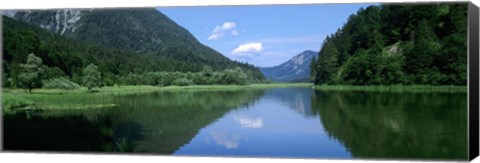 Framed Mountains overlooking a lake, Weitsee Lake, Bavaria, Germany Print