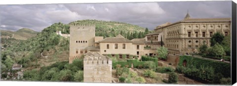 Framed High angle view of a palace viewed from alcazaba, Alhambra, Granada, Granada Province, Andalusia, Spain Print