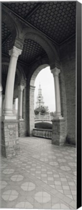 Framed Interiors of a plaza, Plaza De Espana, Seville, Seville Province, Andalusia, Spain Print