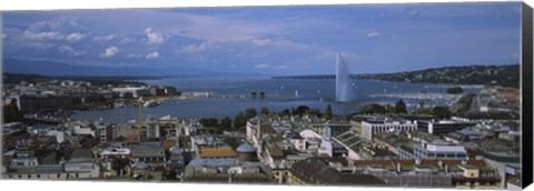 Framed Buildings in a city, Lake Geneva, Lausanne, Switzerland Print