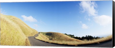 Framed Curved road on the mountain, Marin County, California, USA Print