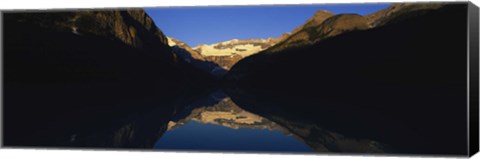 Framed Reflection of mountains in a lake, Lake Louise, Banff National Park, Alberta, Canada Print