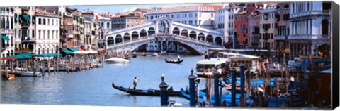 Framed Bridge across a river, Rialto Bridge, Grand Canal, Venice, Italy Print