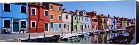 Framed Houses at the waterfront, Burano, Venetian Lagoon, Venice, Italy Print