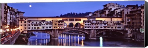 Framed Bridge across a river, Arno River, Ponte Vecchio, Florence, Tuscany, Italy Print