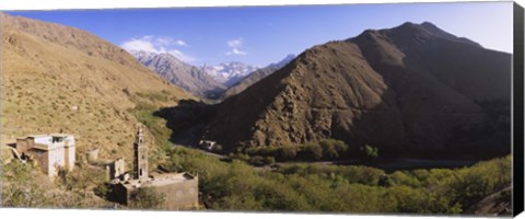 Framed Ruins of a village with mountains in the background, Atlas Mountains, Marrakesh, Morocco Print