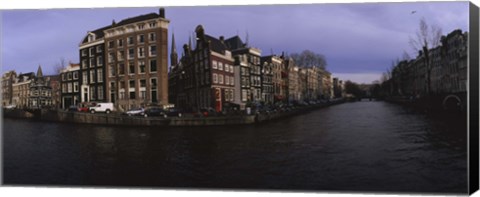 Framed Buildings along a canal, Amsterdam, Netherlands Print