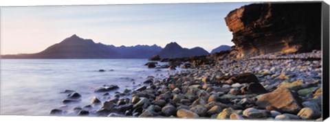 Framed Rocks on the beach, Elgol Beach, Elgol, view of Cuillins Hills, Isle Of Skye, Scotland Print
