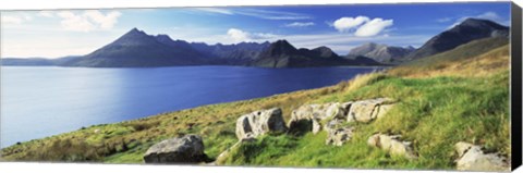 Framed Rocks on the hillside, Elgol, Loch Scavaig, view of Cuillins Hills, Isle Of Skye, Scotland Print